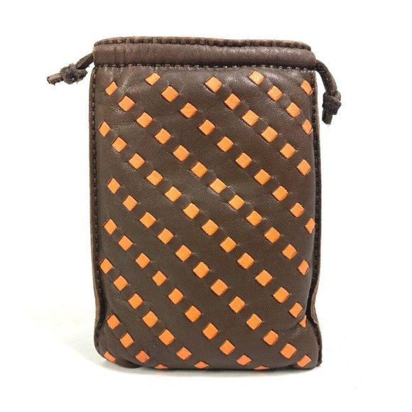 Authentic HERMES Pochette Pillow PM purse Pouch Anyo Miro Brown/Orange - Picture 1 of 9